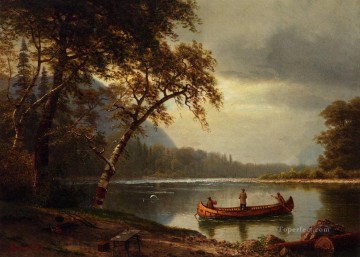  Bierstadt Lienzo - Pesca de salmón en el río Cascapediac Paisaje de Albert Bierstadt